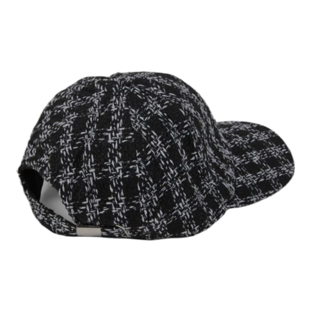 KARL LAGERFELD PARIS NWT gorgeous classic Black Tweed Baseball Cap - Picture 2 of 6